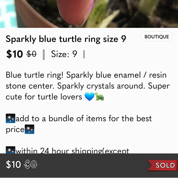 Turtle ring size9 - Picture 6 of 11